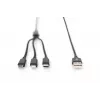 DIGITUS 3-in-1 laadkabel USB-A – Lightning + Micro-B + Type-C 1 m