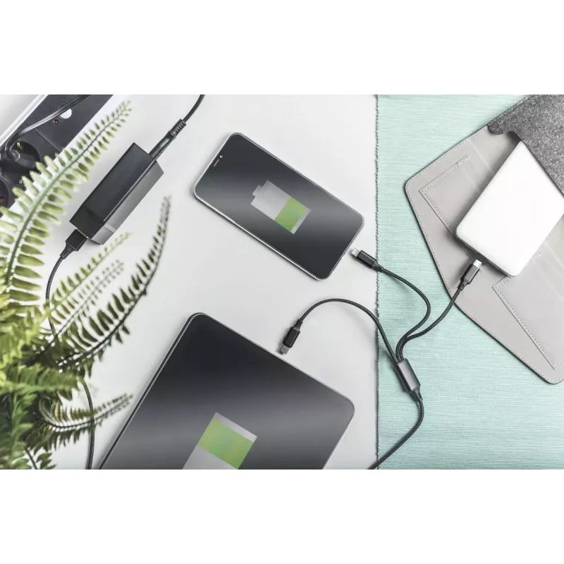 DIGITUS 3-in-1 laadkabel USB-A – Lightning + Micro-B + Type-C 1 m