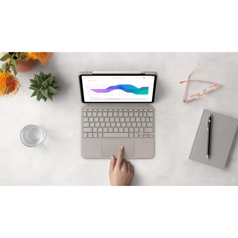 LOGITECH Combo Touch – zand voor iPad Pro 11 inch (1e, 2e, 3e gen.) – Duits – QWERTZ
