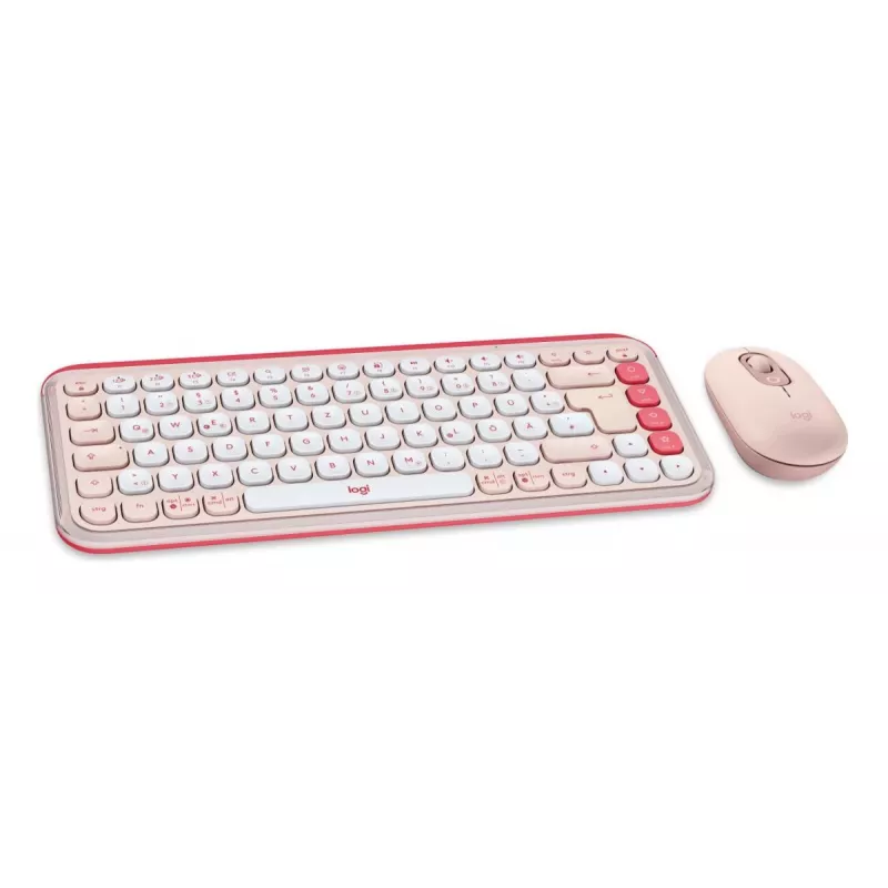 LOGITECH Wireless Combo - Pop Icon - roze & off white Qwertz Duits