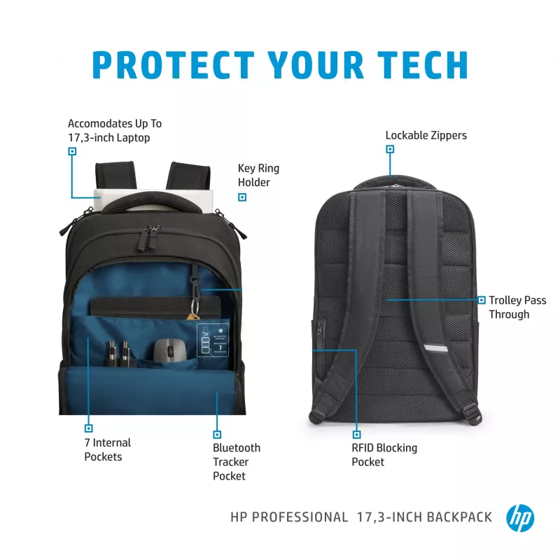 HP Professional 17,3-inch rugzak, rugzak, 740 g
