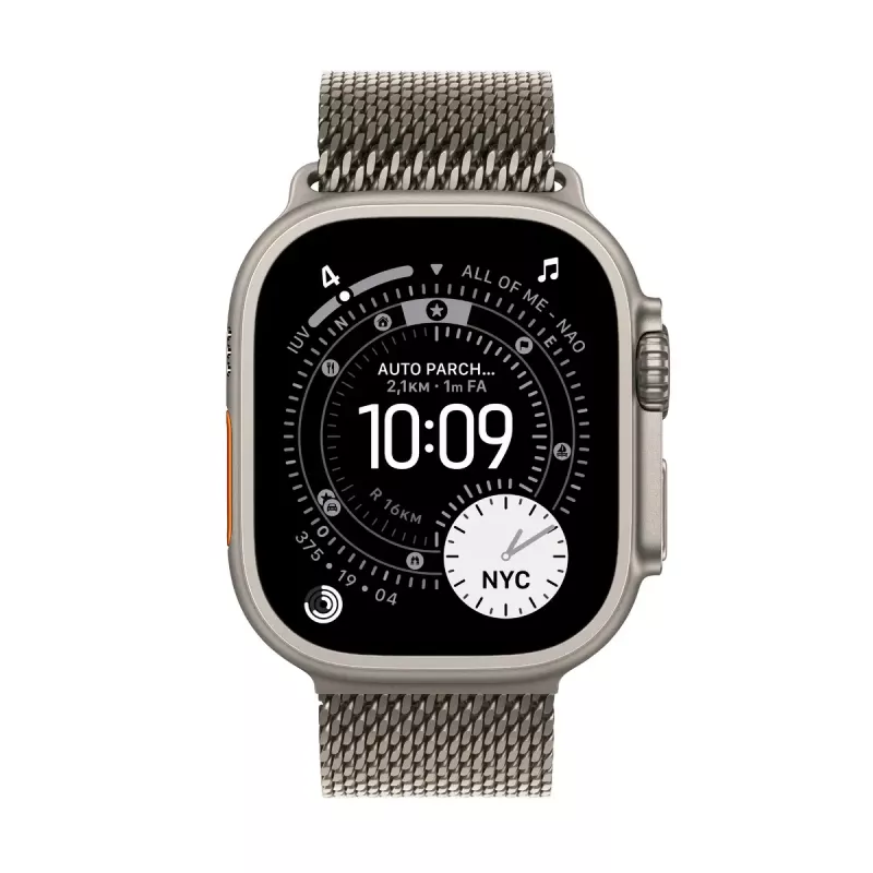 APPLE Watch Ultra 3 GPS + Cellular 49 mm Natural Titanium behuizing met Natural Titanium Milanese Loop