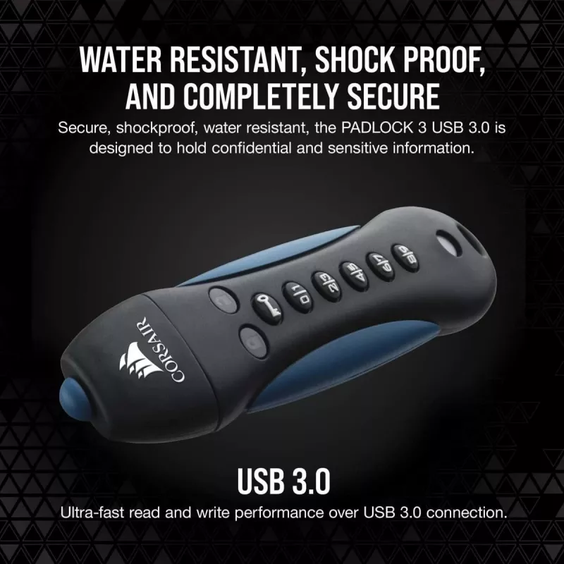 CORSAIR Flash Padlock 3 Secure – 256 GB – USB-stick – USB 3.0