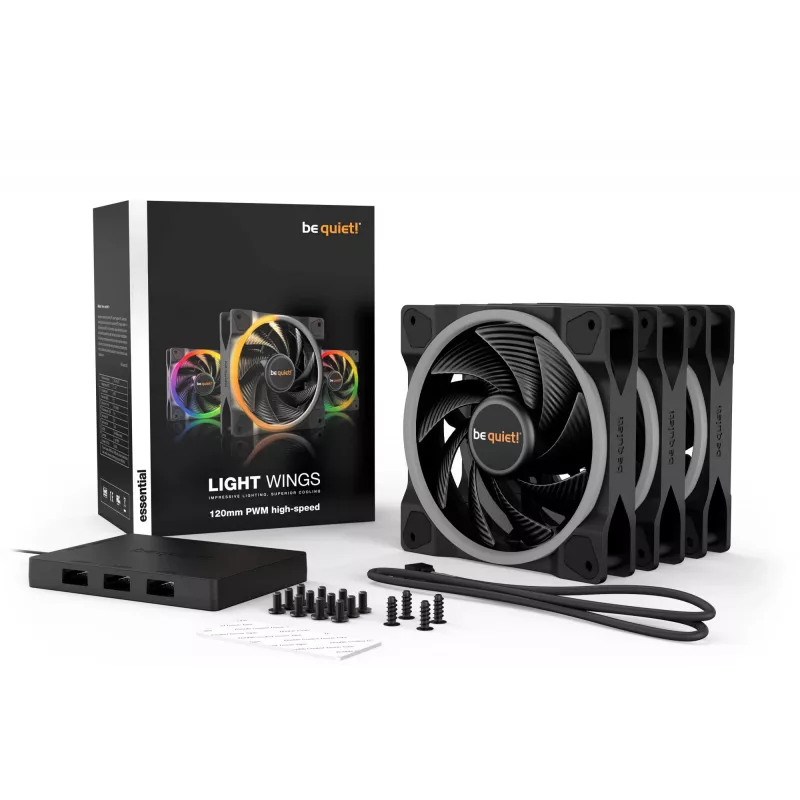 be quiet! Light Wings 120 mm ARGB PWM high-speed ventilator, zwart, 3-pack