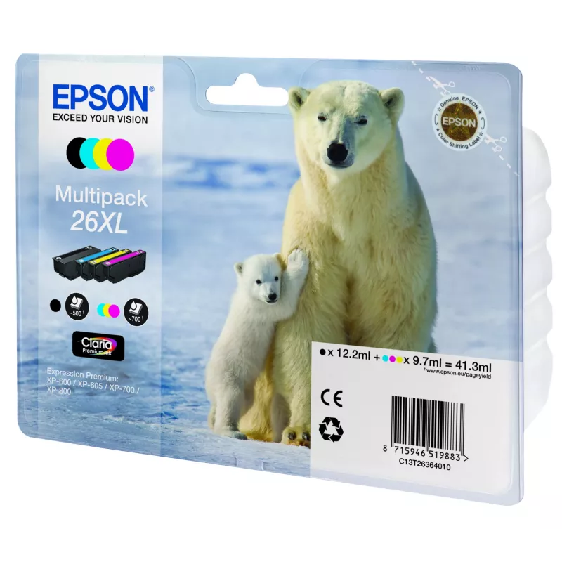 Epson Polar bear Multipack 4 kleuren 26XL Claria Premium inkt