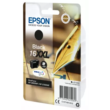 Epson enkelpack zwart 16XXL DURABrite Ultra inkt, extra (super) hoge capaciteit, zwart, pigmentinkt, 21,6 ml, 1 stuks, 1000 pagina's
