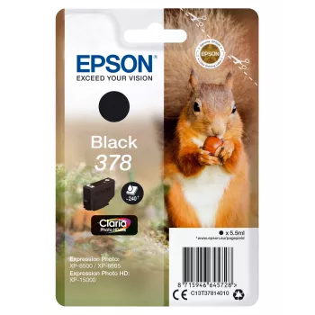 Epson Squirrel Singlepack zwart 378 Claria Photo HD inkt, standaardopbrengst, zwart, pigmentinkt, 5,5 ml, 1 stuk, 240 pagina's