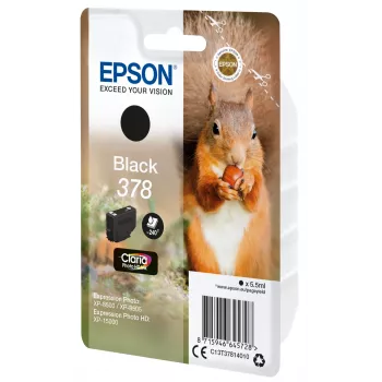 Epson Squirrel Singlepack zwart 378 Claria Photo HD inkt, standaardopbrengst, zwart, pigmentinkt, 5,5 ml, 1 stuk, 240 pagina's