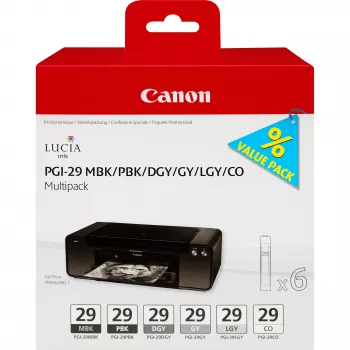 Canon PGI-29 MBK/PBK/DGY/GY/LGY/CO 6 inktpatronen-multipack