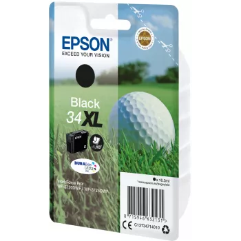 Epson Golfball single pack zwart 34XL DURABrite Ultra inkt, hoge (XL) capaciteit, zwart, pigmentinkt, 16,3 ml, 1 stuk, 1100 pagina's