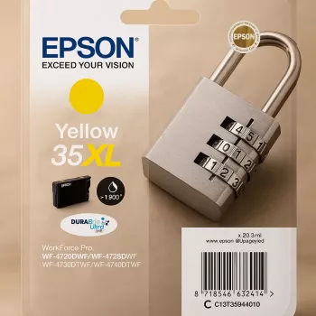 Cartridge Epson Padlock single pack geel 35XL DURABrite Ultra inkt