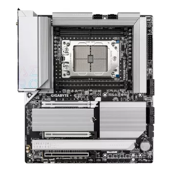 GIGABYTE TRX50 AERO D moederbord - ondersteunt AMD Ryzen Threadripper 9000 Series CPU's, 16+8+4 fasen digitale VRM, tot 7800 MHz DDR5 (OC), 3xPCIe 5.0 + 1xPCIe 4.0 M.2, Wi-Fi 7, 10GbE LAN, USB4
