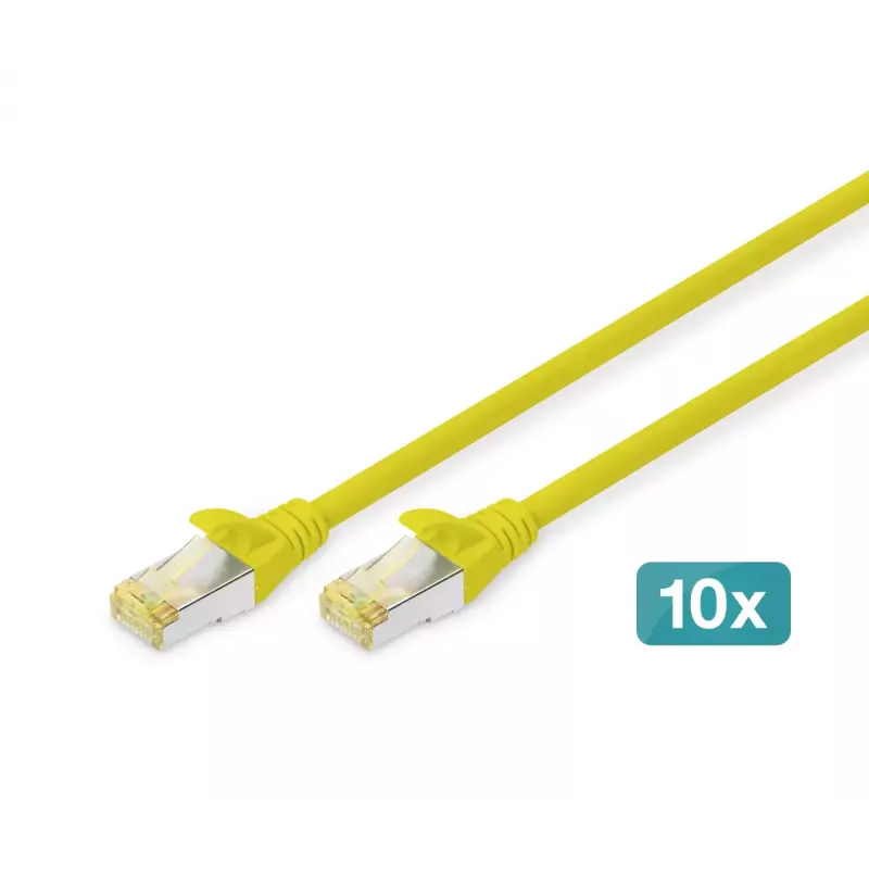 DIGITUS patchkabel - CAT6a - S/FTP - snagless - 1m - geel - 10-pack