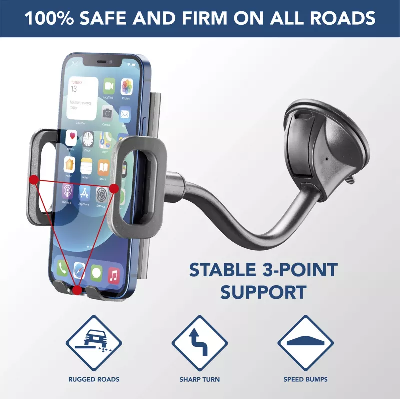 Cellularline Hug Flexi - universele auto-smartphonehouder met zuignapbevestiging