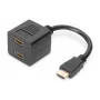 DIGITUS HDMI Y-verdeelkabel, Type-A - 2x Type-A M/V, 20cm passief, Full HD, goud zwart