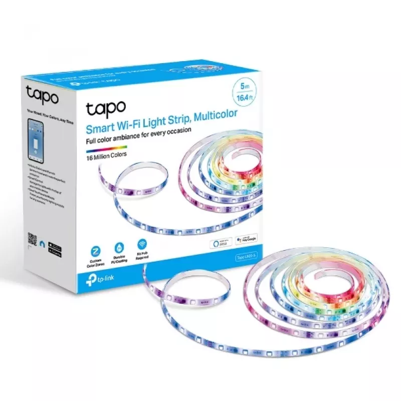 TP-Link Tapo Smart Wi-Fi Light Strip, multicolor, universele ledstrip, sfeer, oriëntatie, binnen, plakband, multi, LED