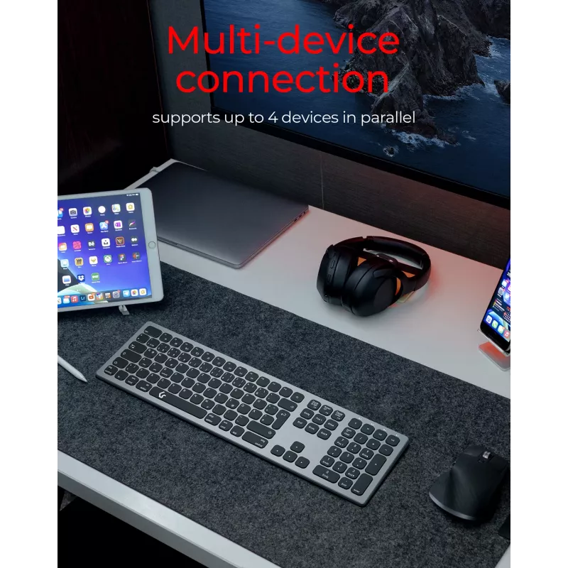 KeySonic KSK-8023BTRF (DE) toetsenbord universeel Bluetooth QWERTZ Duits antraciet, zwart