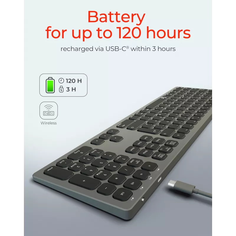 KeySonic KSK-8023BTRF (DE) toetsenbord universeel Bluetooth QWERTZ Duits antraciet, zwart