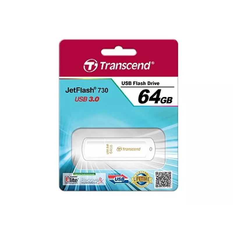 TRANSCEND Jetflash 730 - 64 GB USB-stick - USB 3.0 - wit