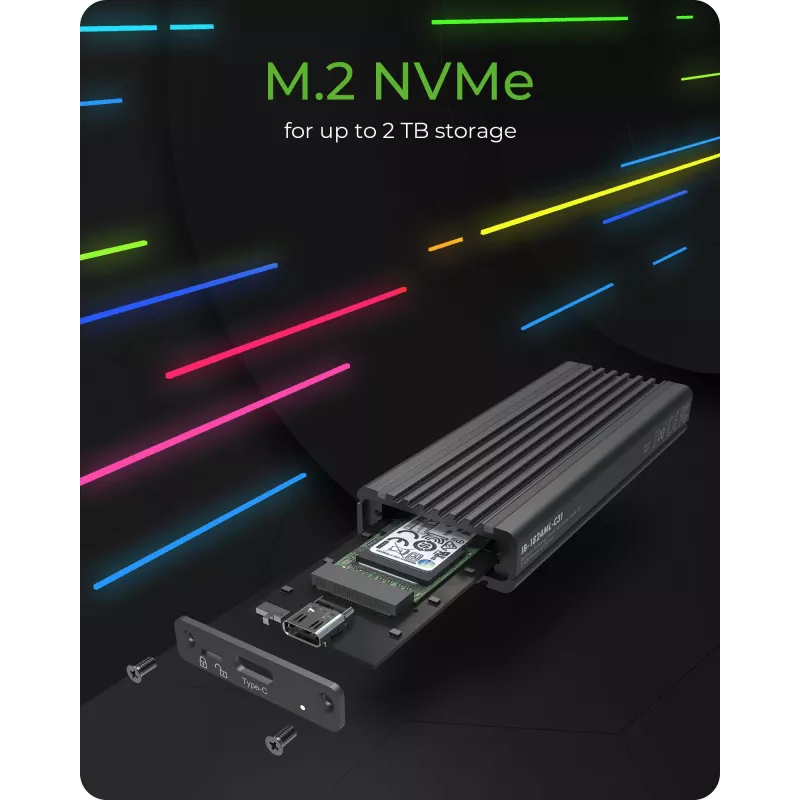 ICY BOX IB-1824ML-C31 SSD-behuizing zwart M.2