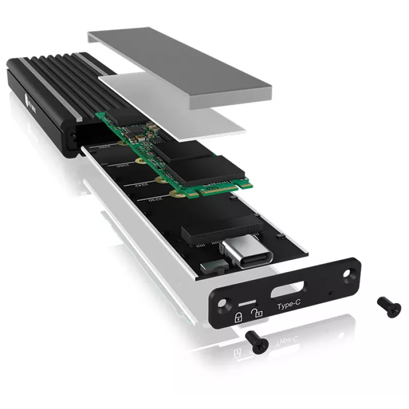 ICY BOX IB-1824ML-C31 SSD-behuizing zwart M.2