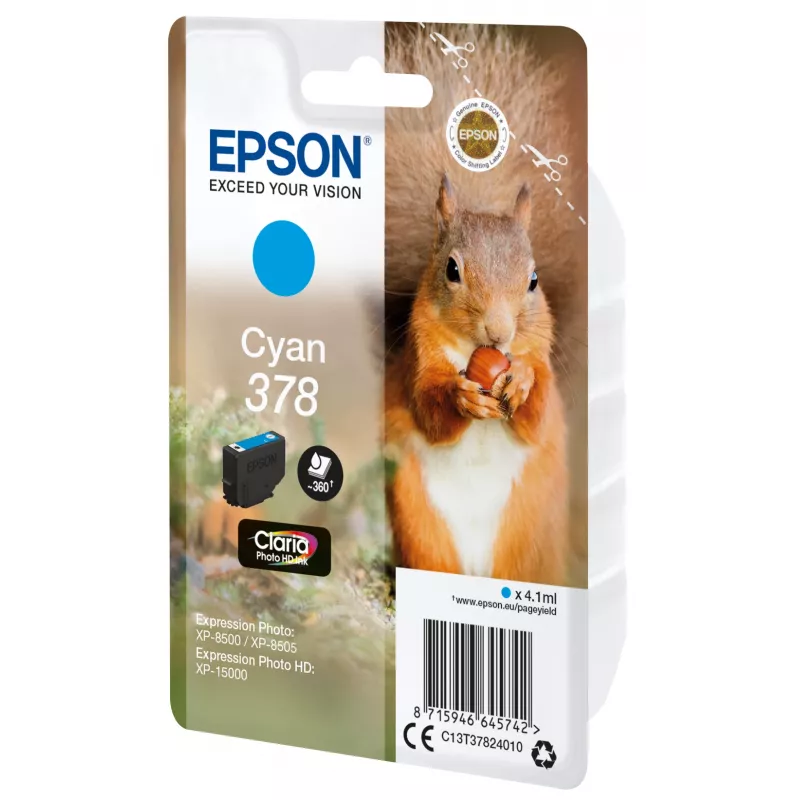 Epson Squirrel singlepack cyaan 378 Claria Photo HD inkt