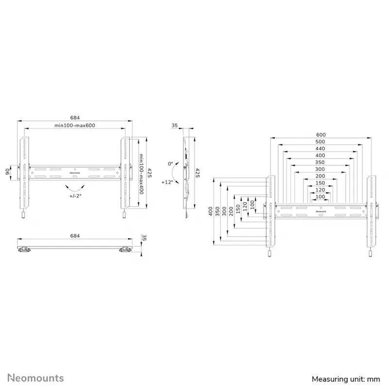 Neomounts WL35S-850BL16 tv-muurbeugel 42-86 inch - kantelbaar - vergrendelbaar - snelle montage