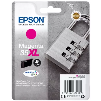 Epson Padlock singlepack magenta 35XL DURABrite Ultra inkt, hoge (XL) capaciteit, magenta, pigmentinkt, 20,3 ml, 1 stuk, 1900 pagina's