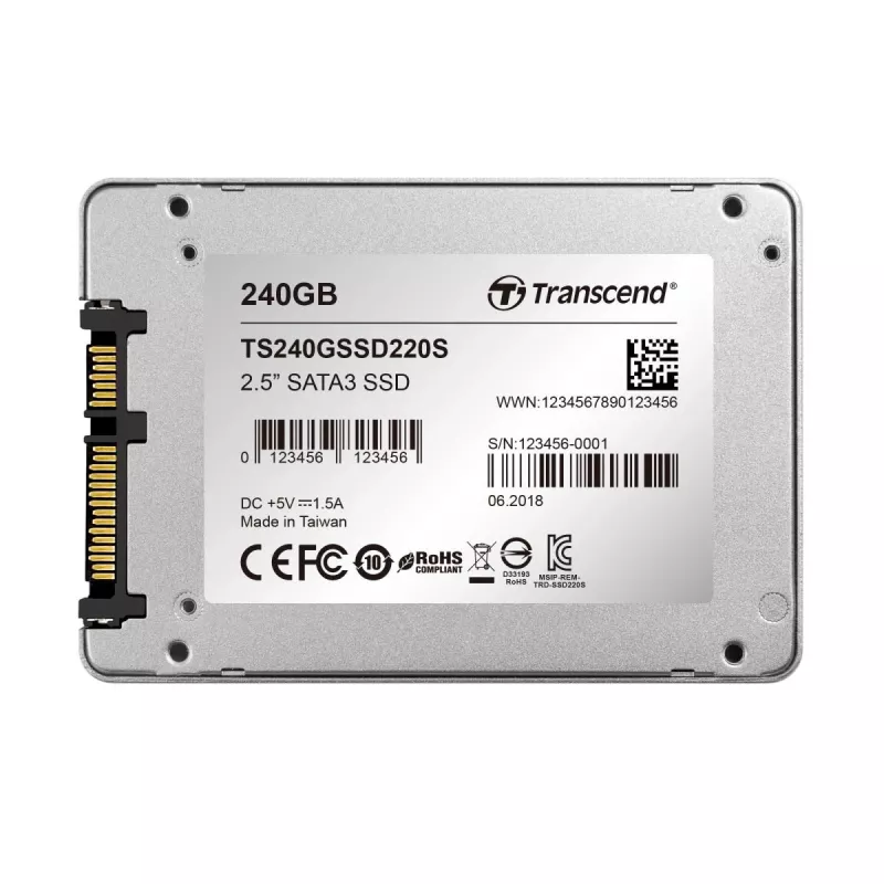 TRANSCEND SSD 220s 240GB 2.5in SATA 6Gb/s TLC aluminium behuizing