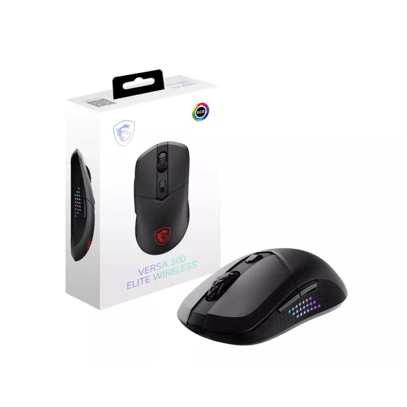 MSI VERSA 300 ELITE WIRELESS muis gaming rechtshandig RF Wireless + Bluetooth + USB Type-C optisch 26000 DPI