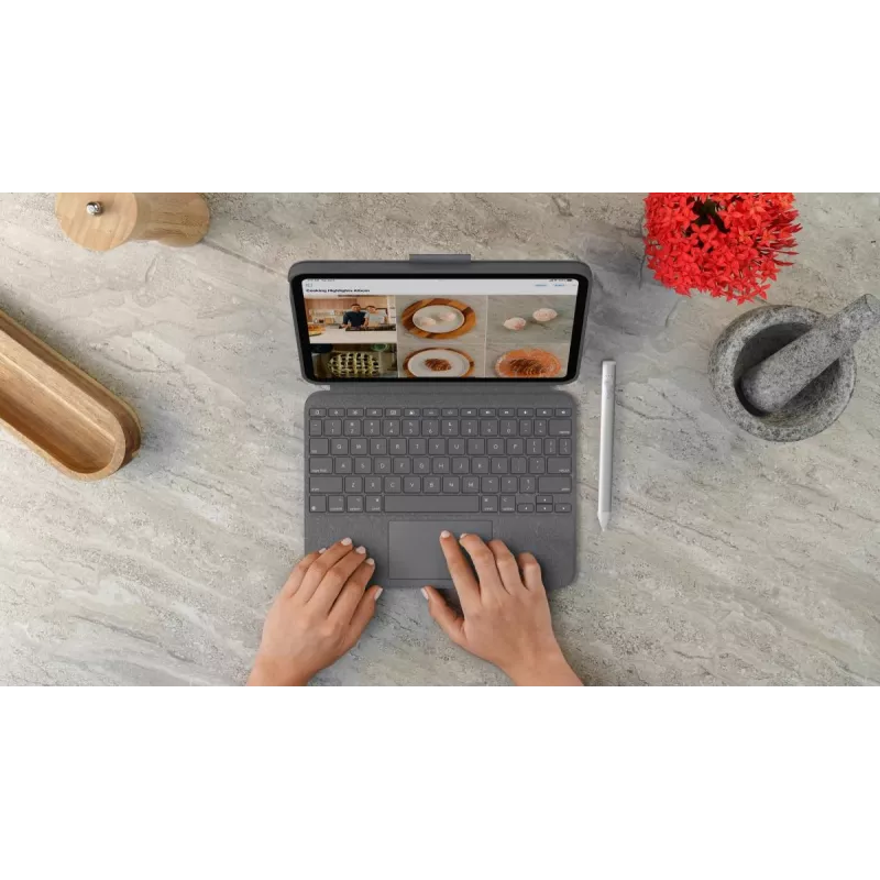 LOGITECH Combo Touch voor iPad (10e generatie) - Oxford grijs - Qwerty UK