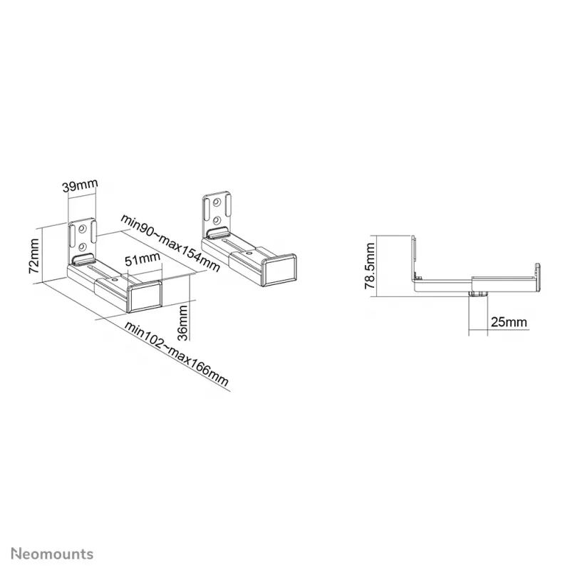 Neomounts AWL29-550BL1 videobar-/soundbarhouder wand – max. 15 kg – universeel