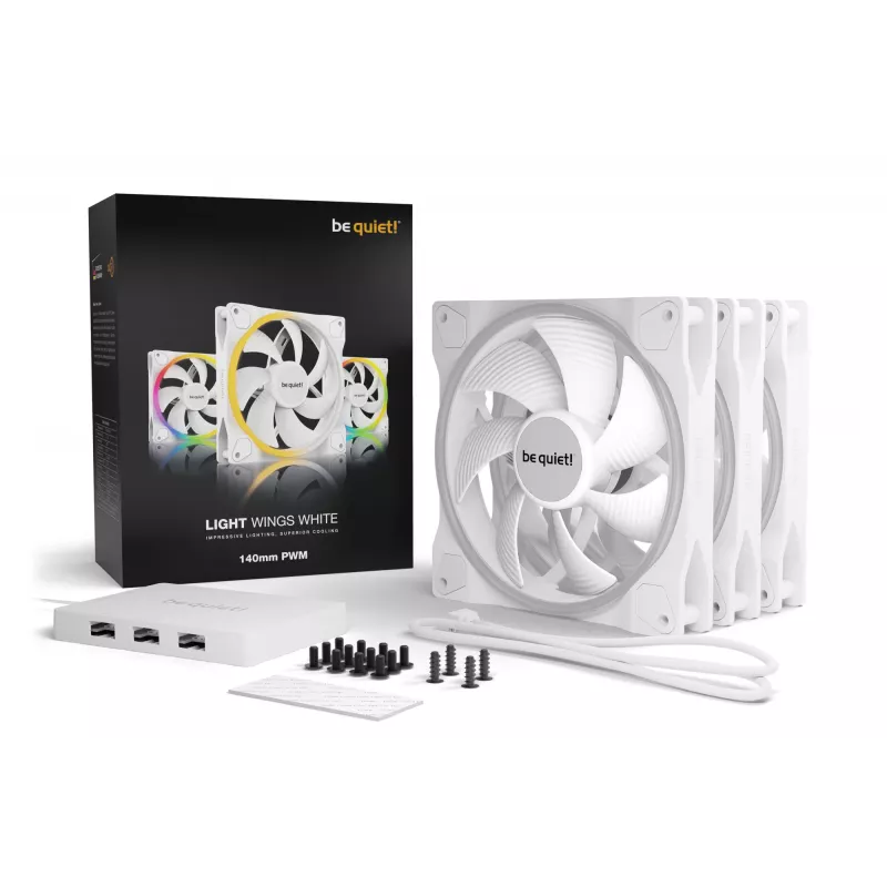 be quiet! Light Wings White | 140mm PWM driepack behuizingsventilator 14 cm 3 stuks