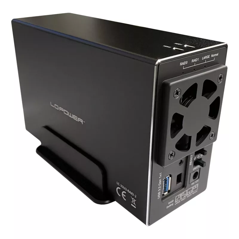 LC-POWER Lc-35u3-raid-2, externe 2-voudige 3,5-inch harddiskbehuizing met RAID, aluminium, zwart