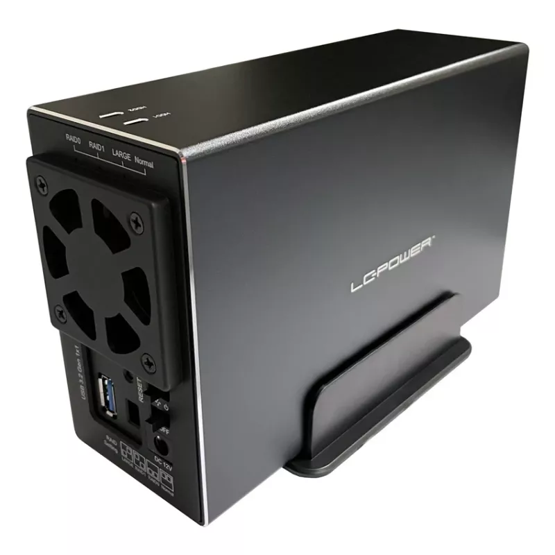 LC-POWER Lc-35u3-raid-2, externe 2-voudige 3,5-inch harddiskbehuizing met RAID, aluminium, zwart