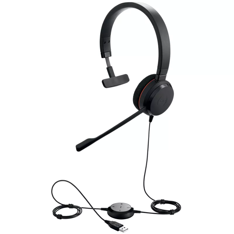 Jabra EVOLVE 20 UC mono, bedraad, kantoor/callcenter, 142 g, headset, zwart
