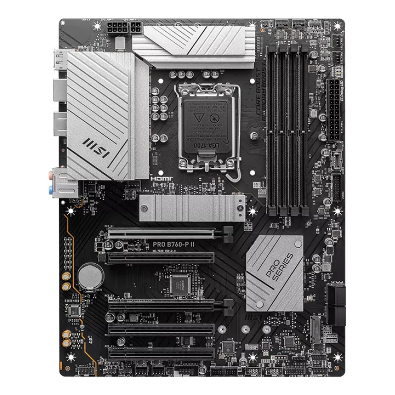 Moederbord MSI PRO B760-P II ATX – Intel B760, LGA 1700, DDR5, 4x DIMM, 256 GB, 2.5Gb LAN, HDMI 2.1, 2x M.2