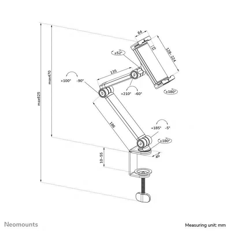 Neomounts DS15-545WH1 tablet-houder tafelklem 4,7-12,9 inch - universeel - full motion