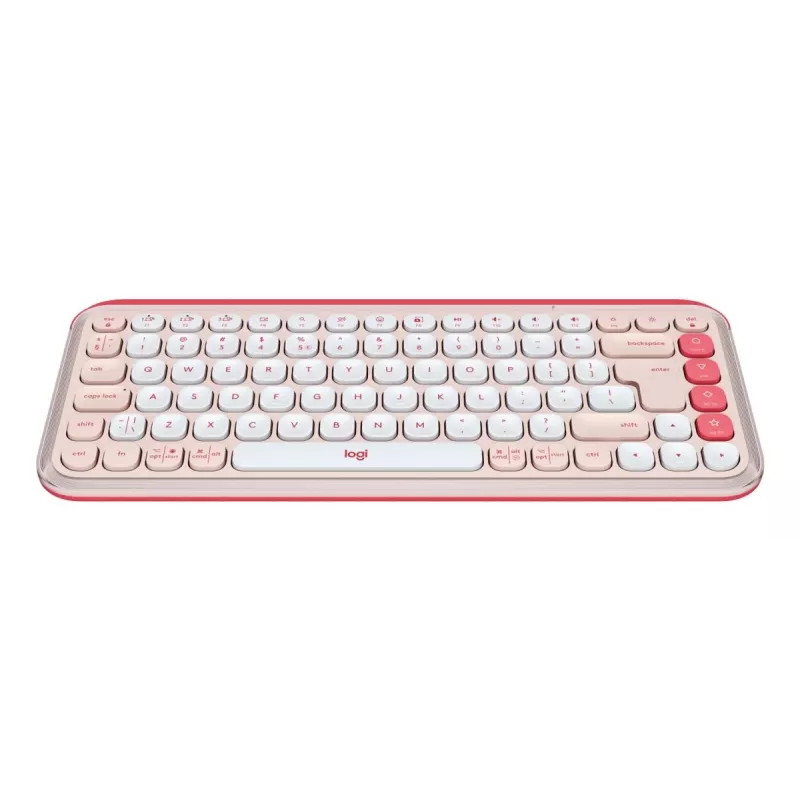 LOGITECH draadloos toetsenbord - Pop Icon Keys - roze & off white Qwerty UK