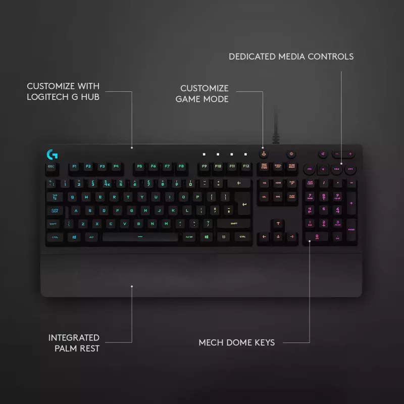 Gaming-toetsenbord Logitech G G213 Prodigy full-size RGB LED bedraad
