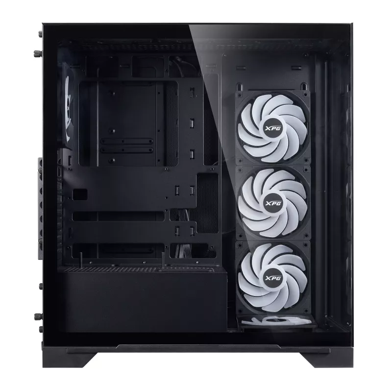 XPG Invader X BTF Midi Tower pc-behuizing, ATX/Micro-ATX/Mini-ITX, gehard glas, 5 ARGB-ventilatoren van 120 mm, USB-C, zonder voeding, zwart