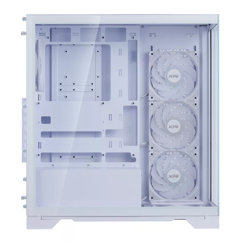 XPG Invader X BTF Midi Tower pc-behuizing, ATX/Micro-ATX/Mini-ITX, transparant zijpaneel, 5 ARGB-ventilatoren van 120 mm, USB-C, zonder voeding, wit