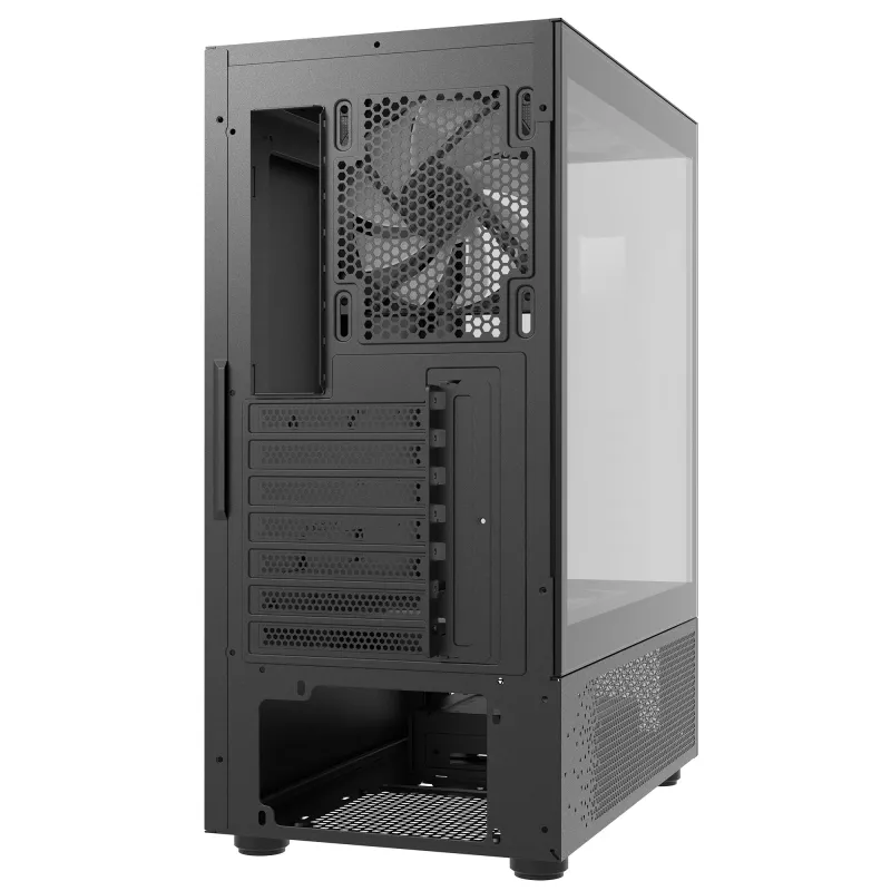 XPG Invader X Mini Midi Tower pc-behuizing, ATX/Micro-ATX/Mini-ITX, gehard glas, 5 ARGB-ventilatoren van 120 mm, USB-C, zonder voeding, zwart
