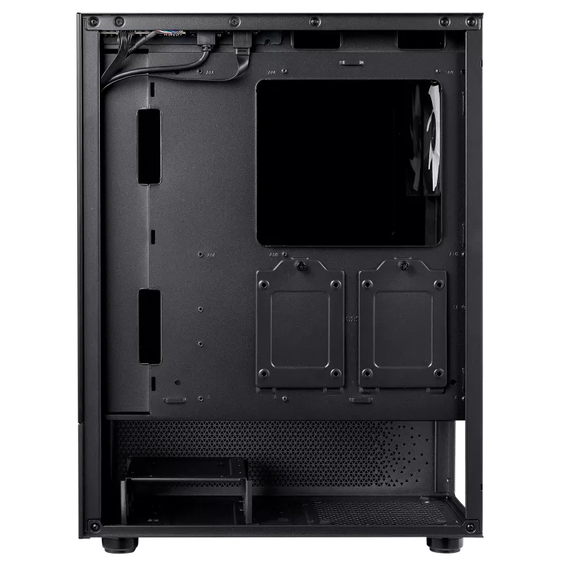 XPG Invader X Mini Midi Tower pc-behuizing, ATX/Micro-ATX/Mini-ITX, gehard glas, 5 ARGB-ventilatoren van 120 mm, USB-C, zonder voeding, zwart