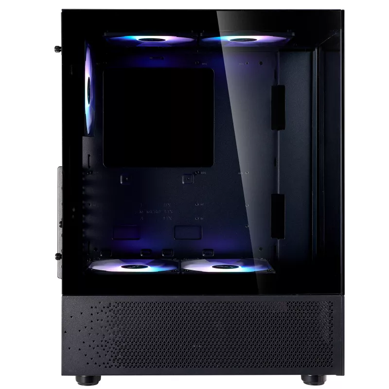XPG Invader X Mini Midi Tower pc-behuizing, ATX/Micro-ATX/Mini-ITX, gehard glas, 5 ARGB-ventilatoren van 120 mm, USB-C, zonder voeding, zwart
