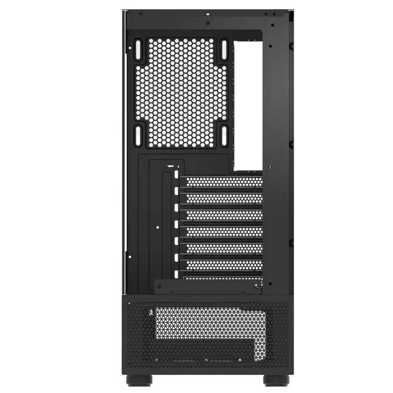 XPG Invader X Mini Midi Tower pc-behuizing, ATX/Micro-ATX/Mini-ITX, gehard glas, 5 ARGB-ventilatoren van 120 mm, USB-C, zonder voeding, zwart