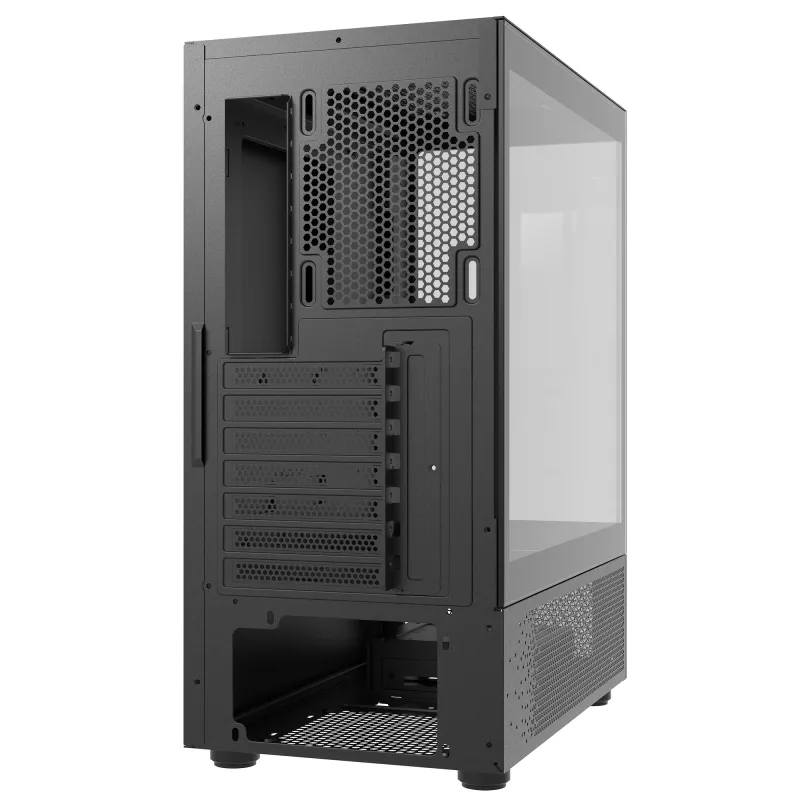 XPG Invader X Mini Midi Tower pc-behuizing, ATX/Micro-ATX/Mini-ITX, gehard glas, 5 ARGB-ventilatoren van 120 mm, USB-C, zonder voeding, zwart