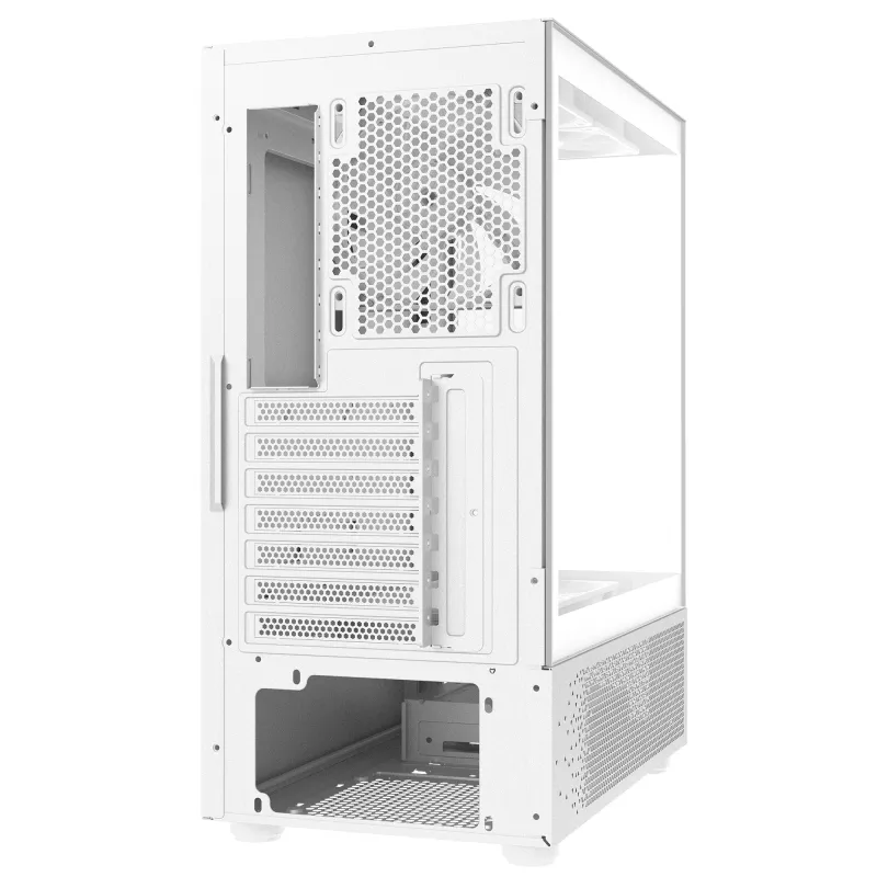 XPG Invader X Mini Midi Tower pc-behuizing, ATX/Micro-ATX/Mini-ITX, glazen panelen, 5 ARGB-ventilatoren van 120 mm, USB-C, zonder voeding, wit