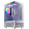 XPG Invader X Mini Midi Tower pc-behuizing, ATX/Micro-ATX/Mini-ITX, glazen panelen, 5 ARGB-ventilatoren van 120 mm, USB-C, zonder voeding, wit