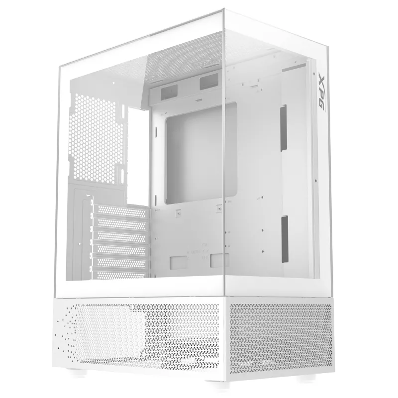 XPG Invader X Mini Midi Tower pc-behuizing, ATX/Micro-ATX/Mini-ITX, glazen panelen, 5 ARGB-ventilatoren van 120 mm, USB-C, zonder voeding, wit